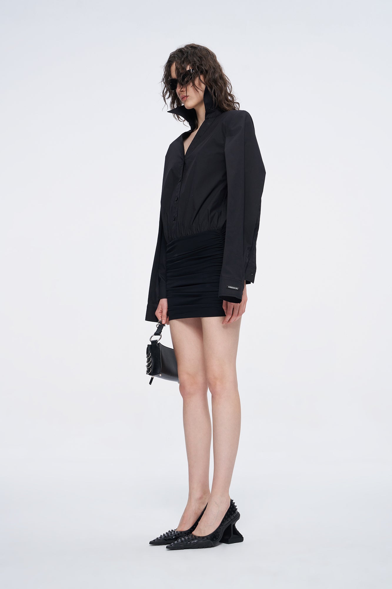 Double-sleeve jacquard pieced dress
