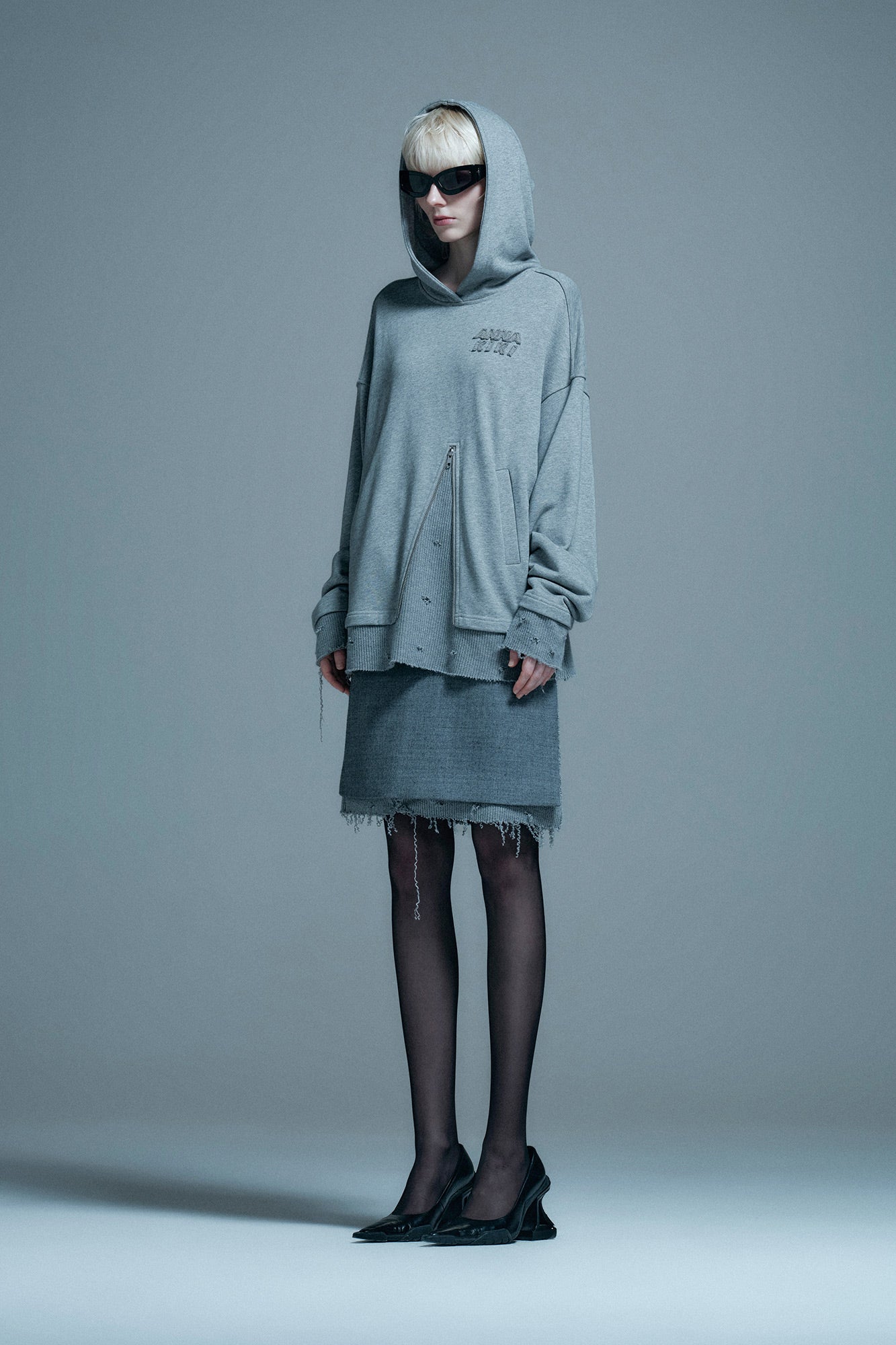 Hooded patchwork furred hoodie