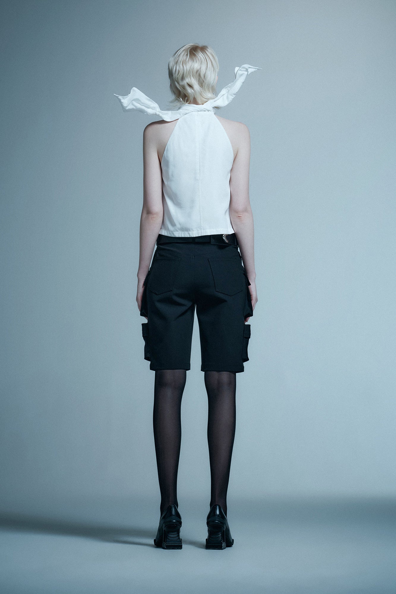 Acetate silk lace up sleeveless top