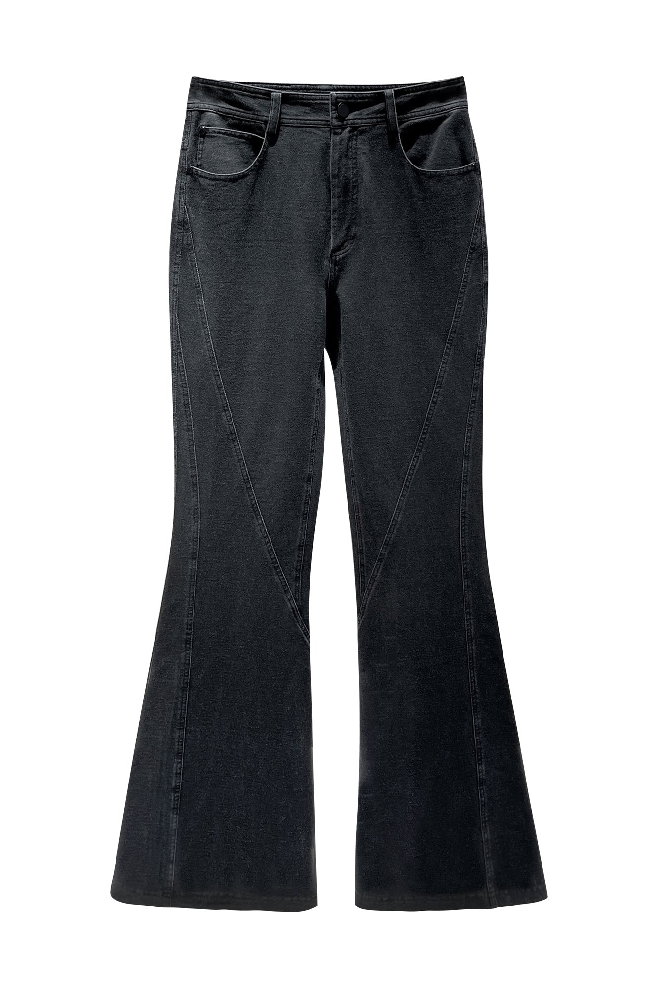 Slim-fitting denim mid-rise pants