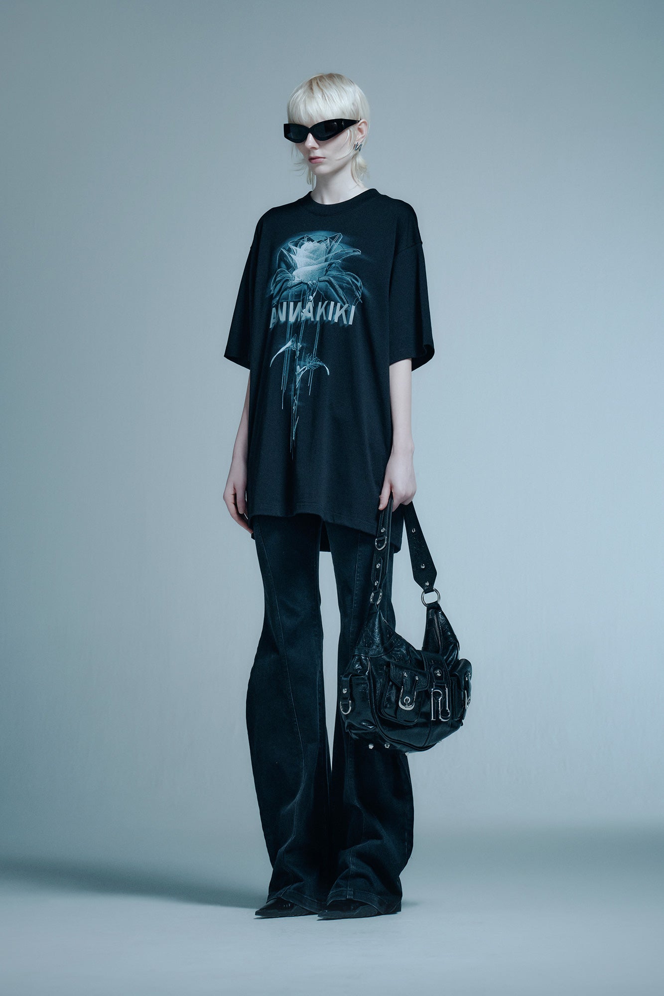 Tech inspired floral printed T-shirt