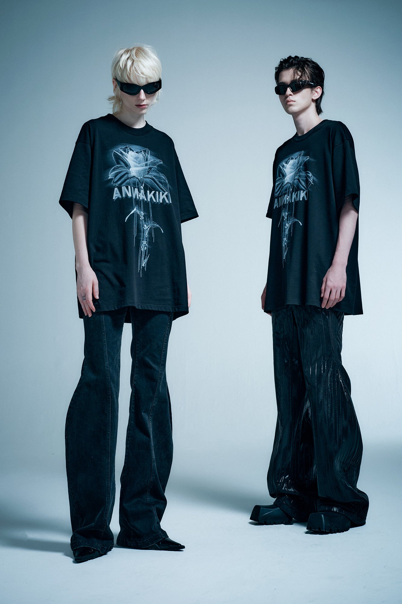 Tech inspired floral printed T-shirt