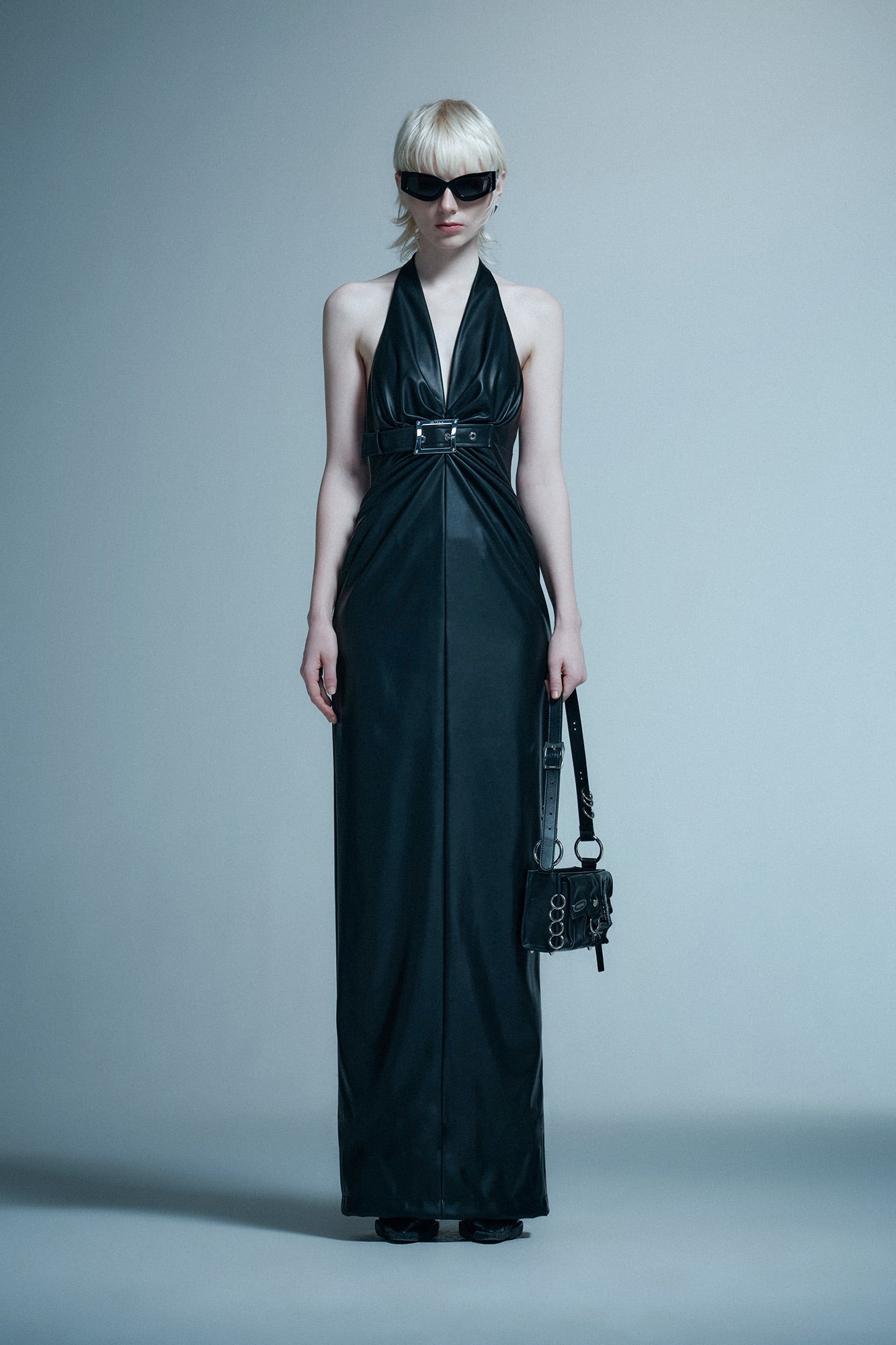 Japanese button V-neck dress