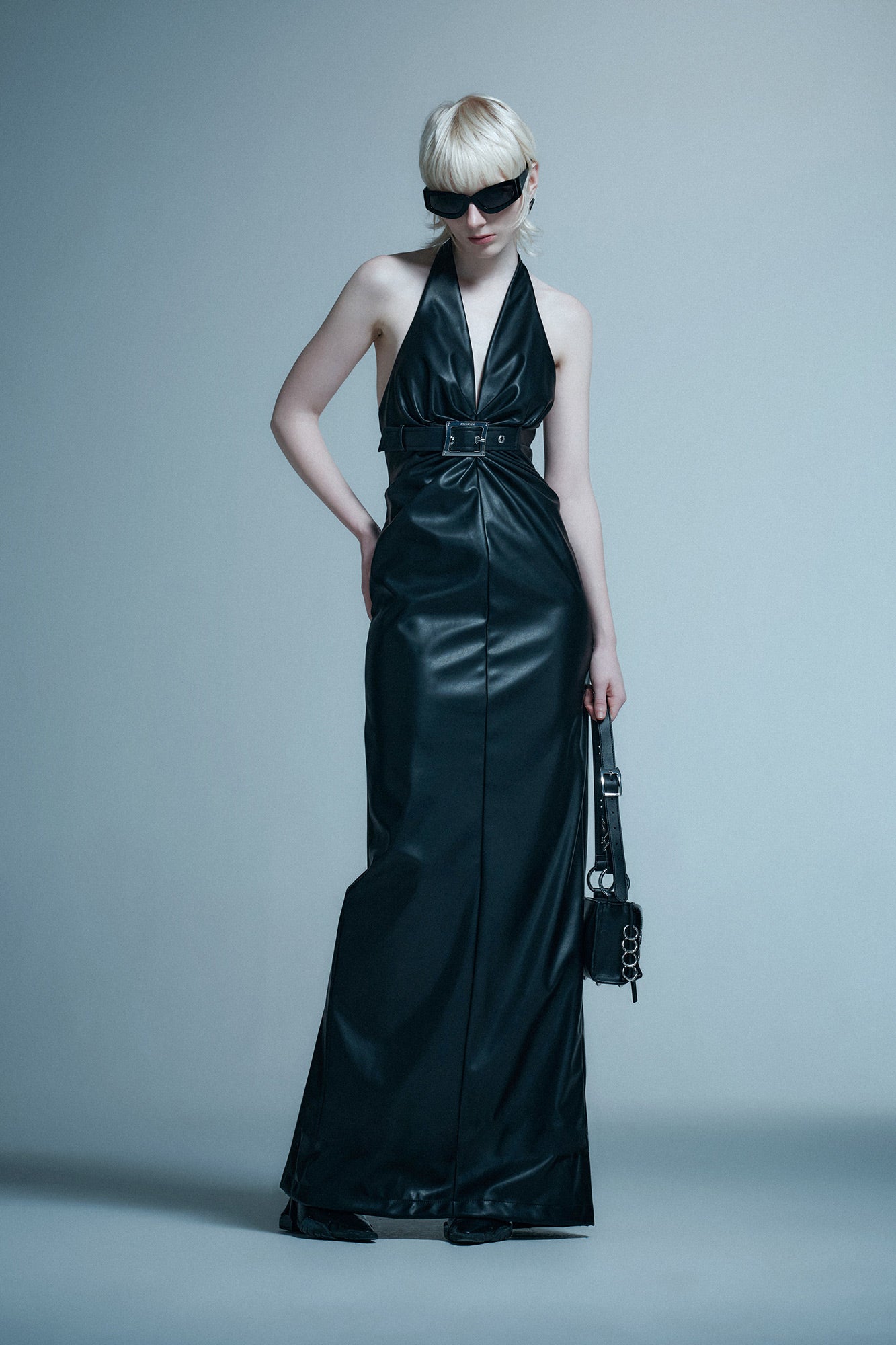 Japanese button V-neck dress