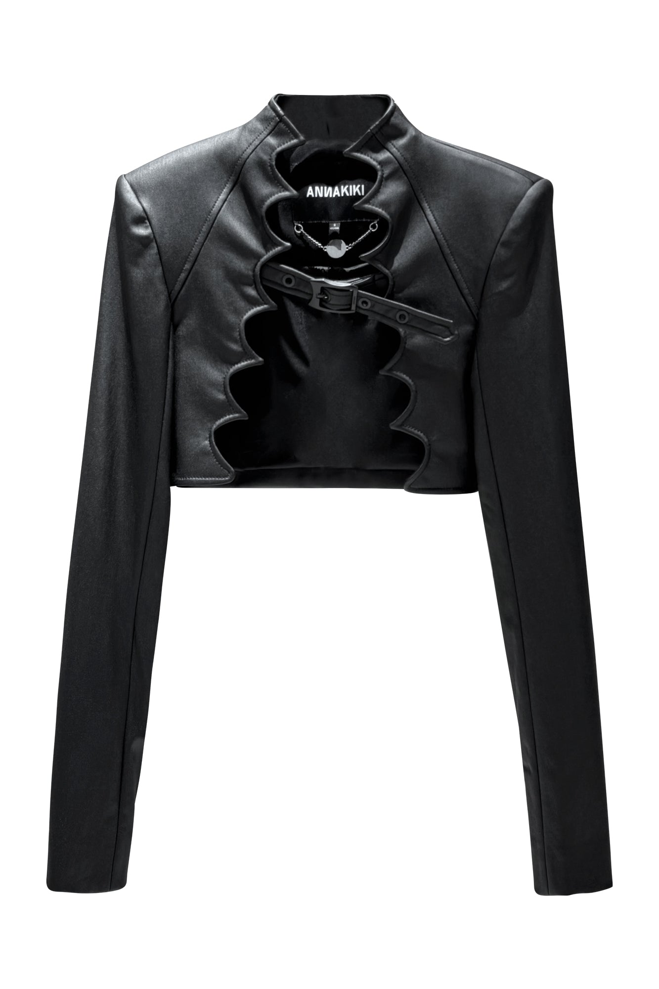 Wave placket buckle short jacket