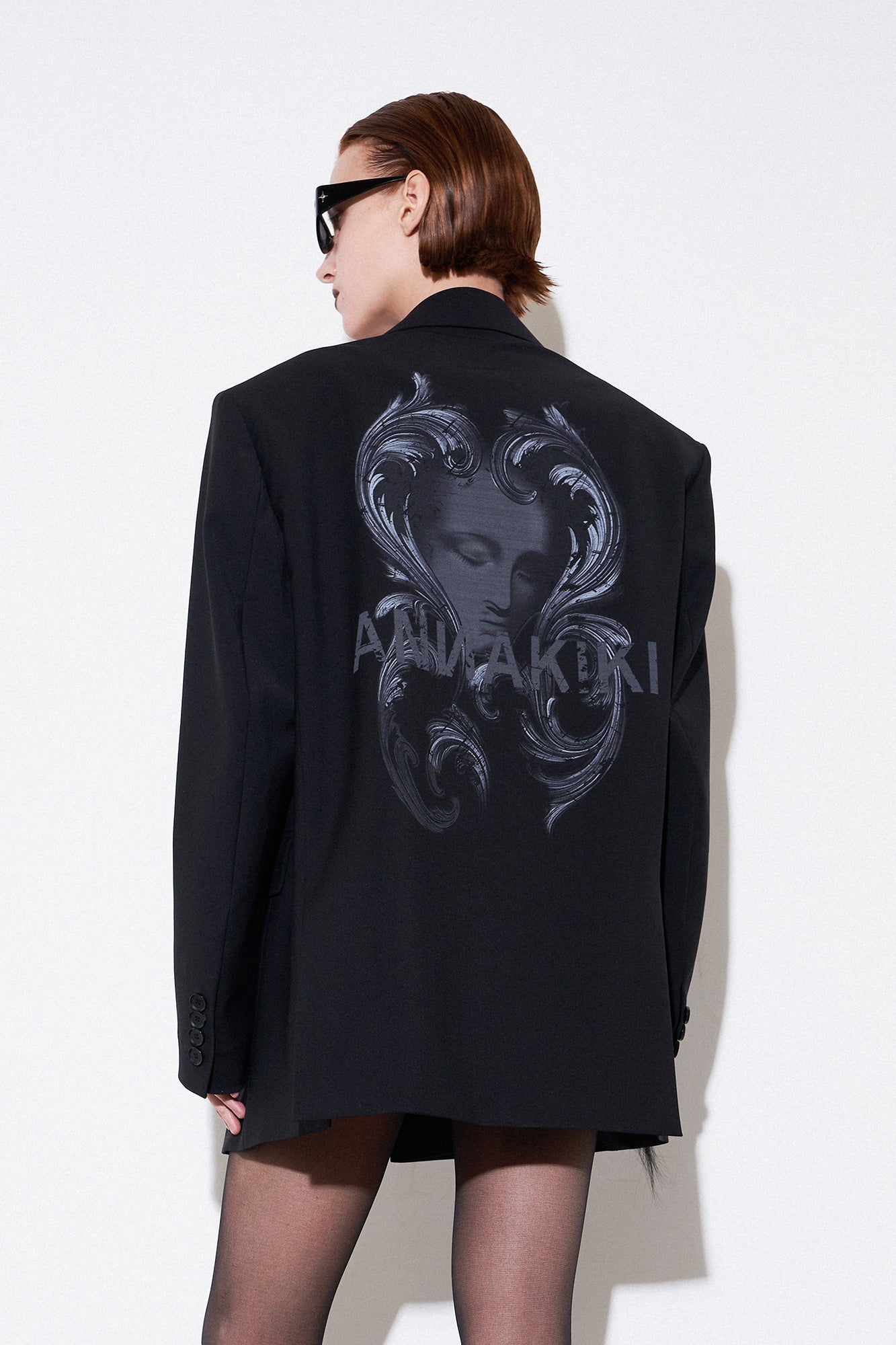 Fleece mottled portrait printed sui