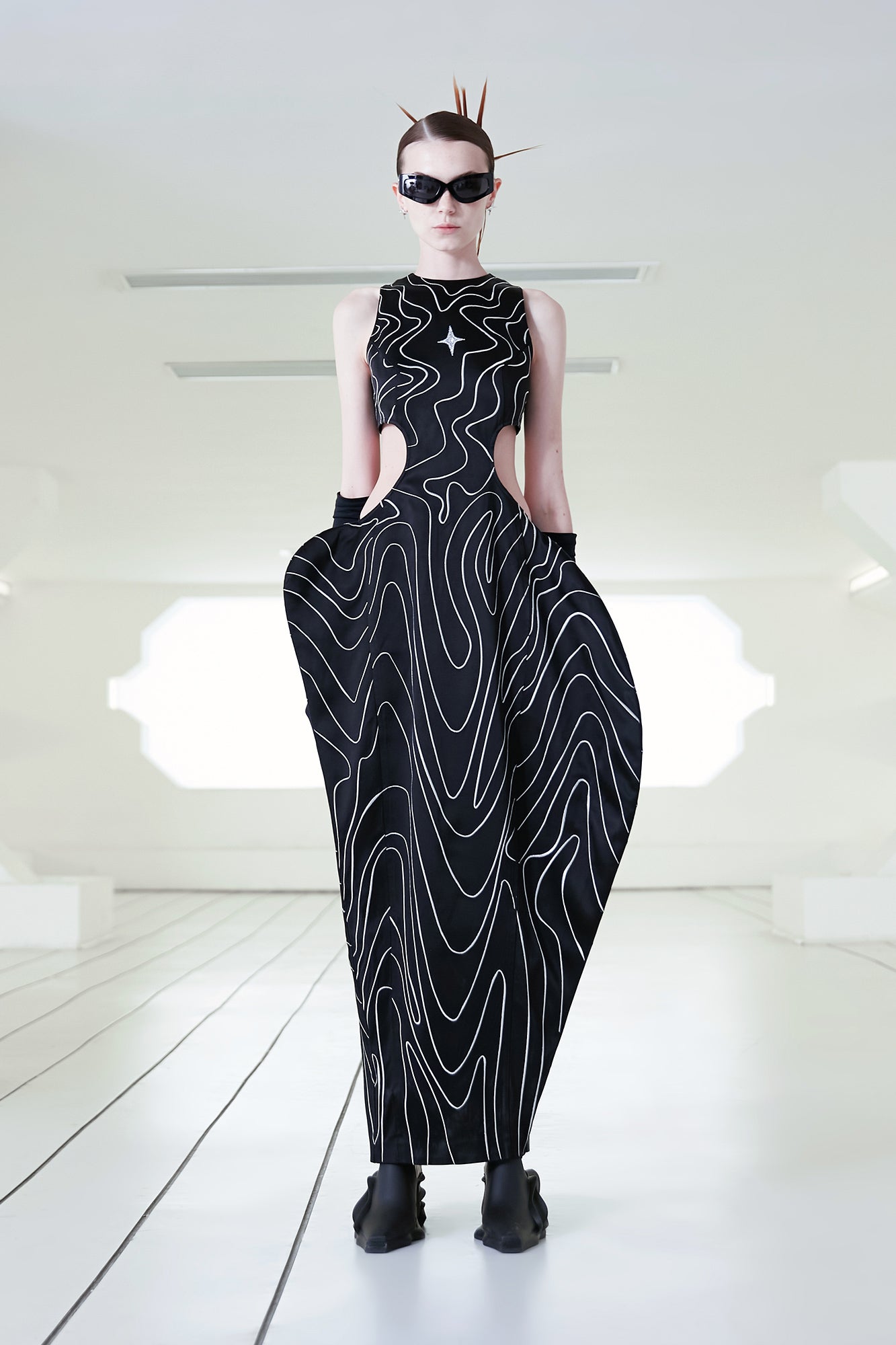 3D wave Embroidered dress – Annakiki