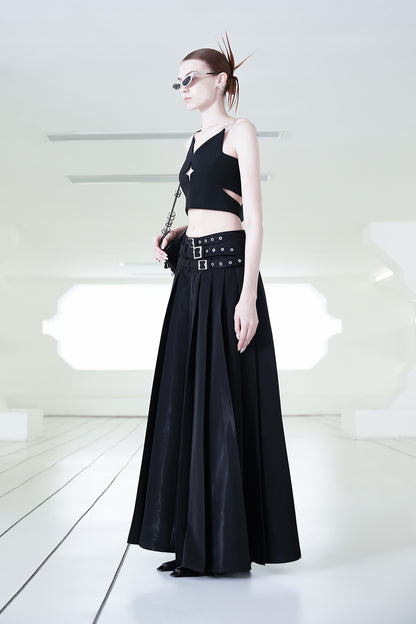 Belt fission pleated overskirt