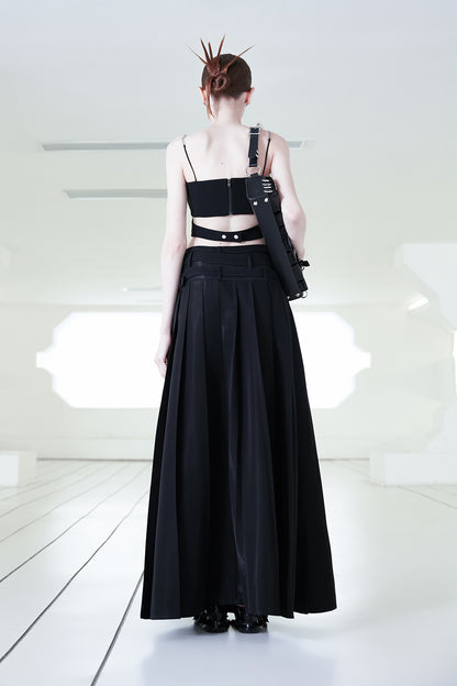 Belt fission pleated overskirt