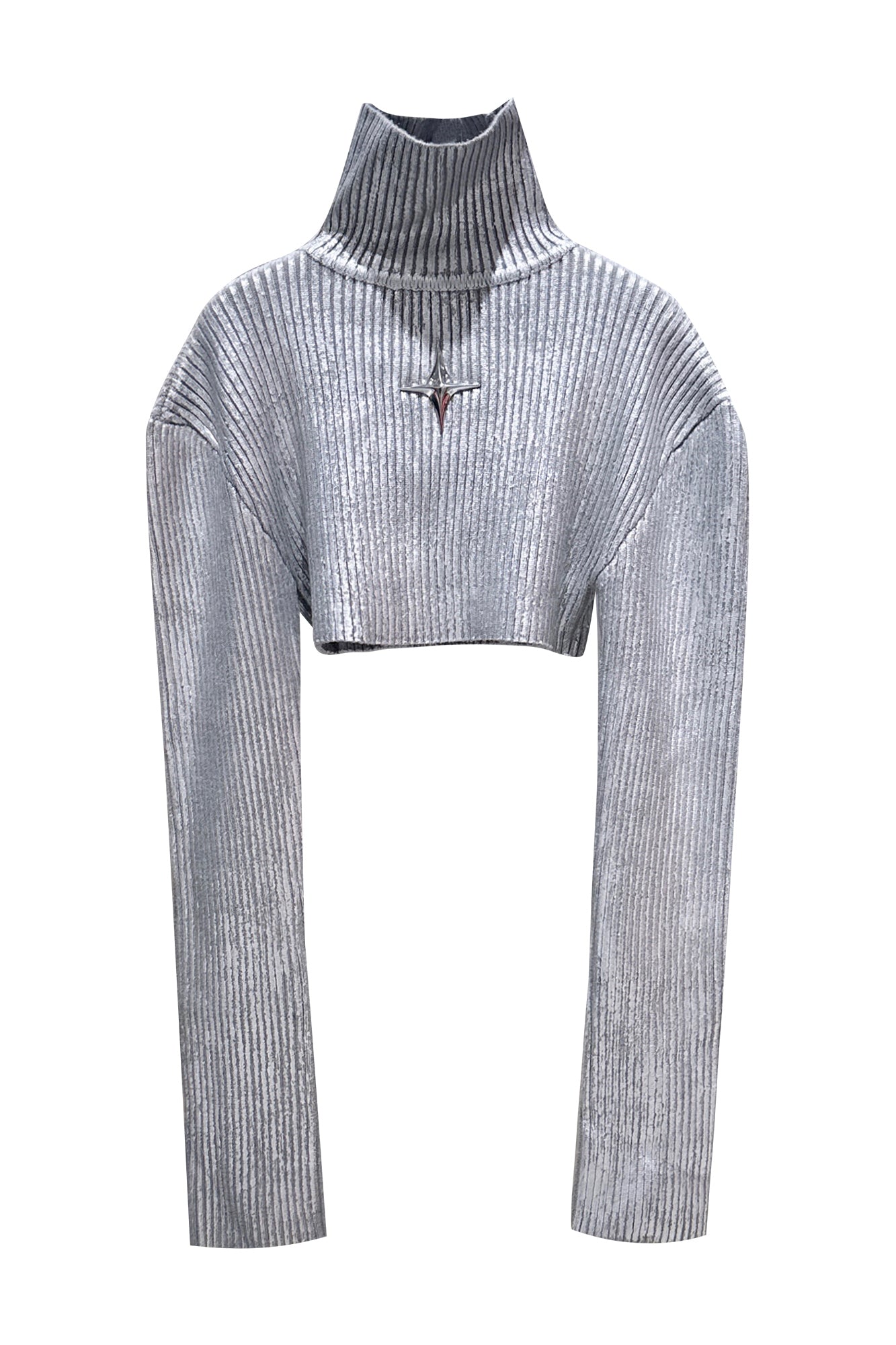 Wool pullover with straight collar