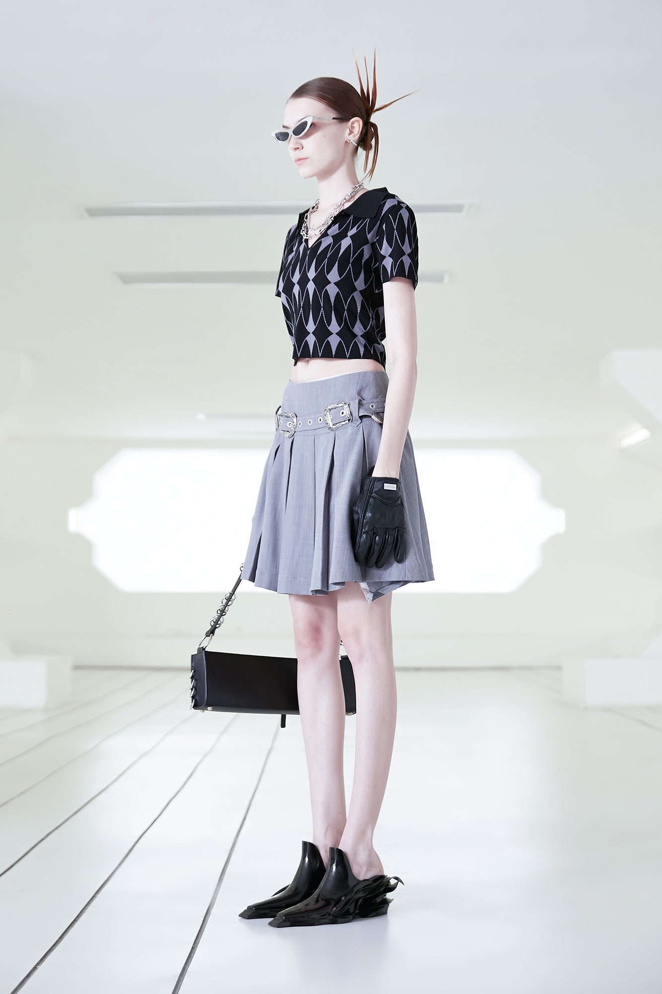 Hyein Seo  Pleated Skirt with Leather Garter Belt  HBX  Globally Curated  Fashion and Lifestyle by Hypebeast