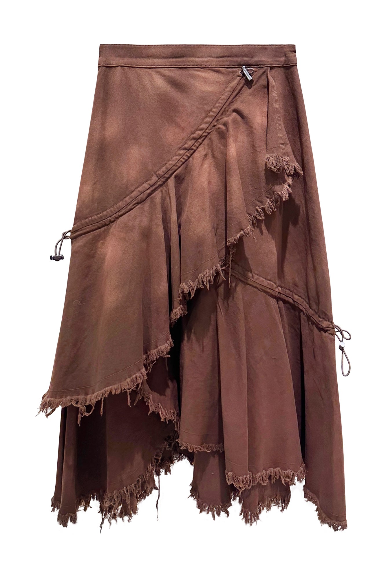 Gradual color denim rough-edged half skirt