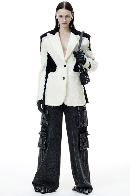Wool two-color spliced waist suit