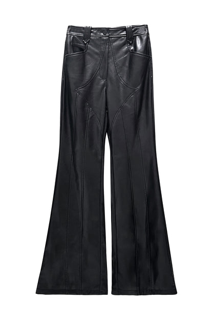 Split line leather pants