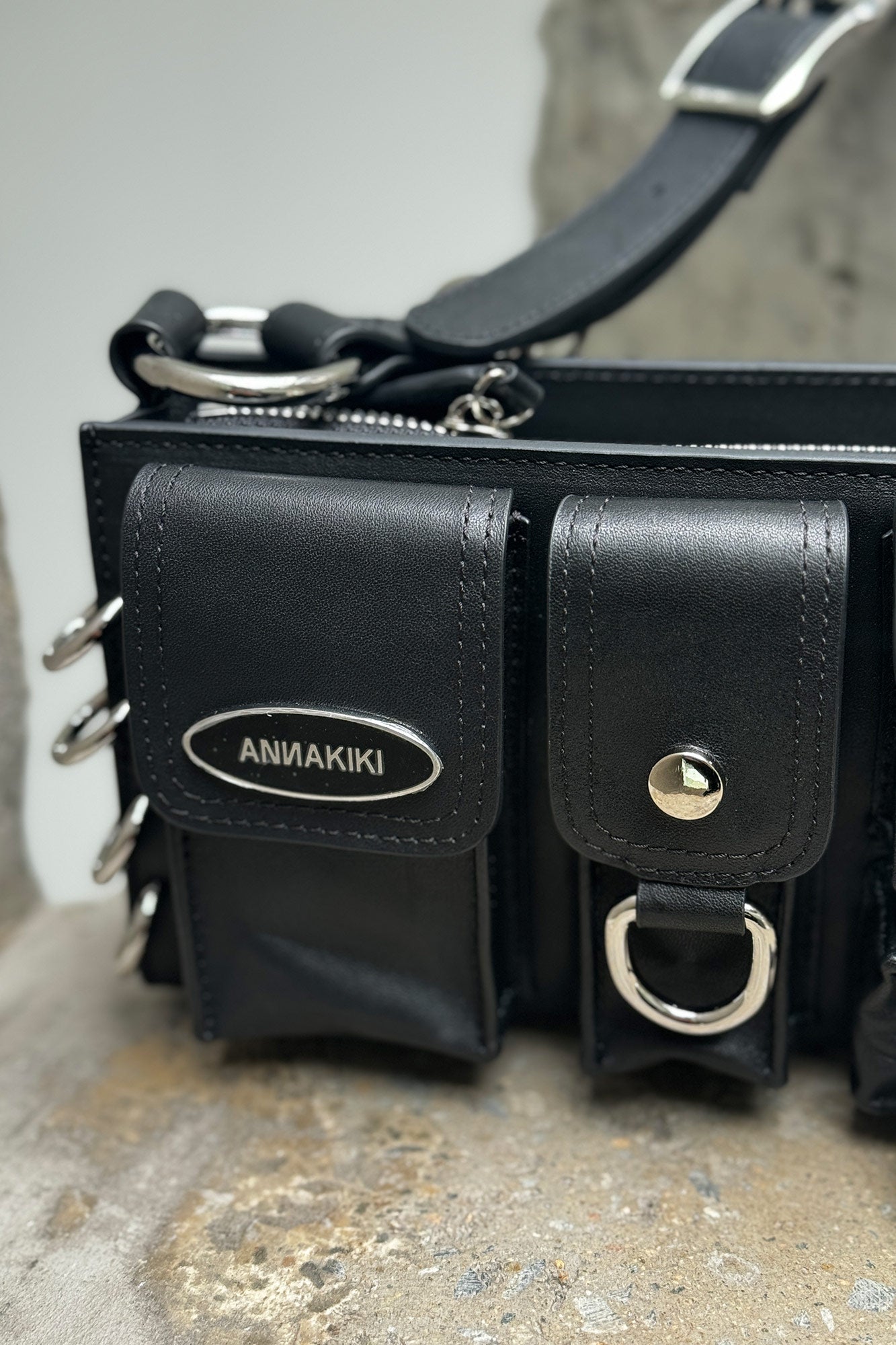 Multi pocket leather functional small bag