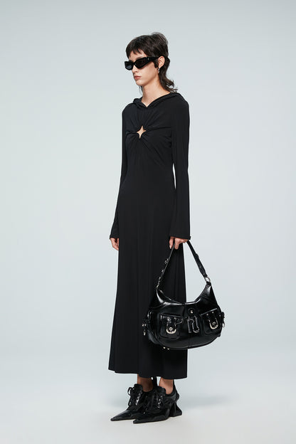 Four-Pointed Star Cutout Hooded Dress