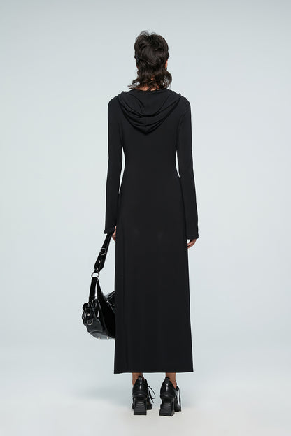 Four-Pointed Star Cutout Hooded Dress