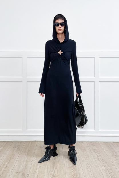 Four-Pointed Star Cutout Hooded Dress