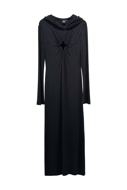 Four-Pointed Star Cutout Hooded Dress