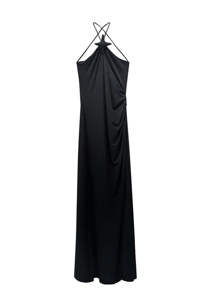 Crisscross Halter Dress with Star Cutout