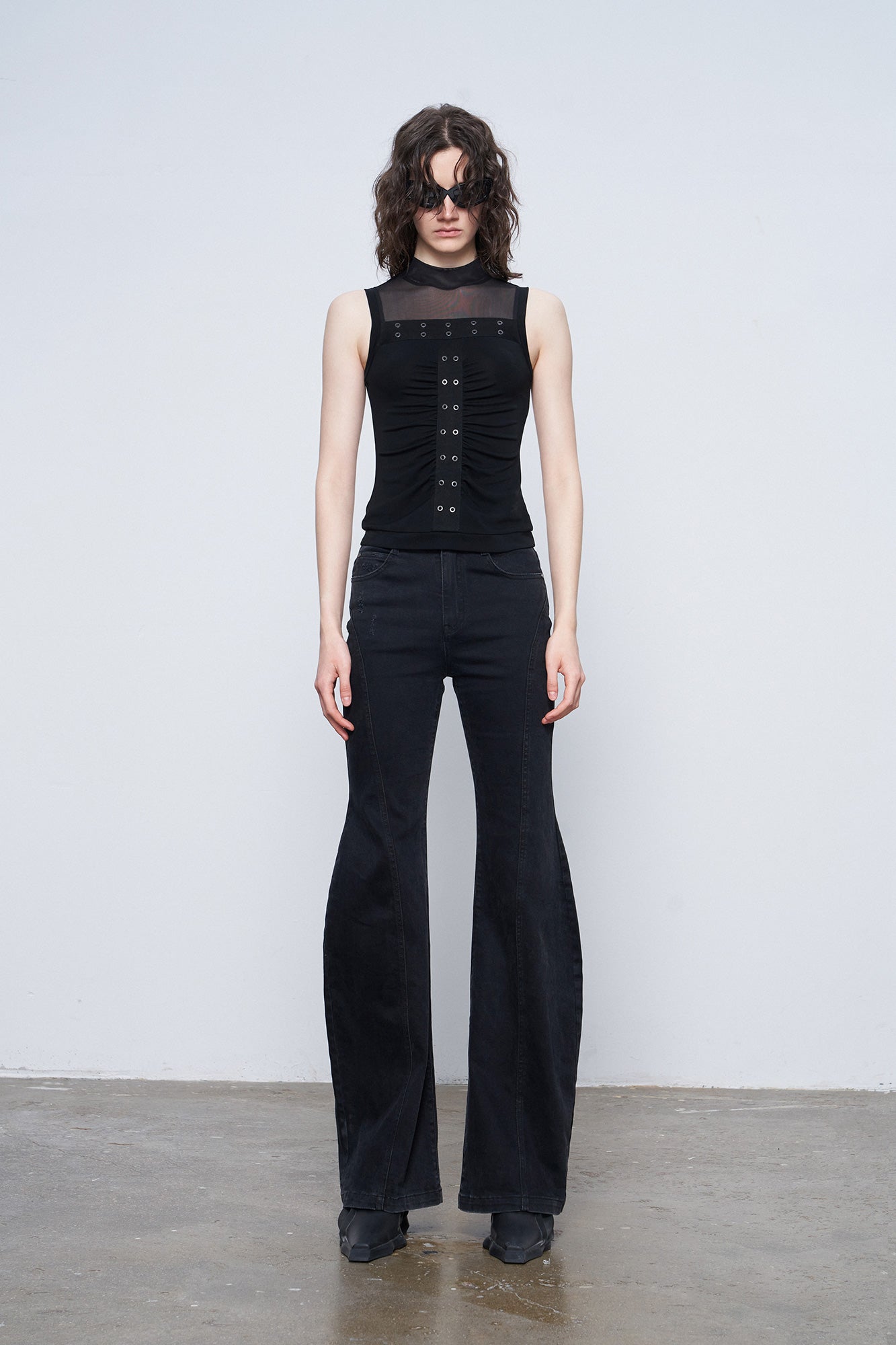 Acetic acid pleated functional patchwork top