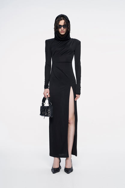 Acetic acid hood slit dress