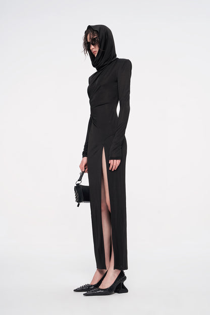 Acetic acid hood slit dress