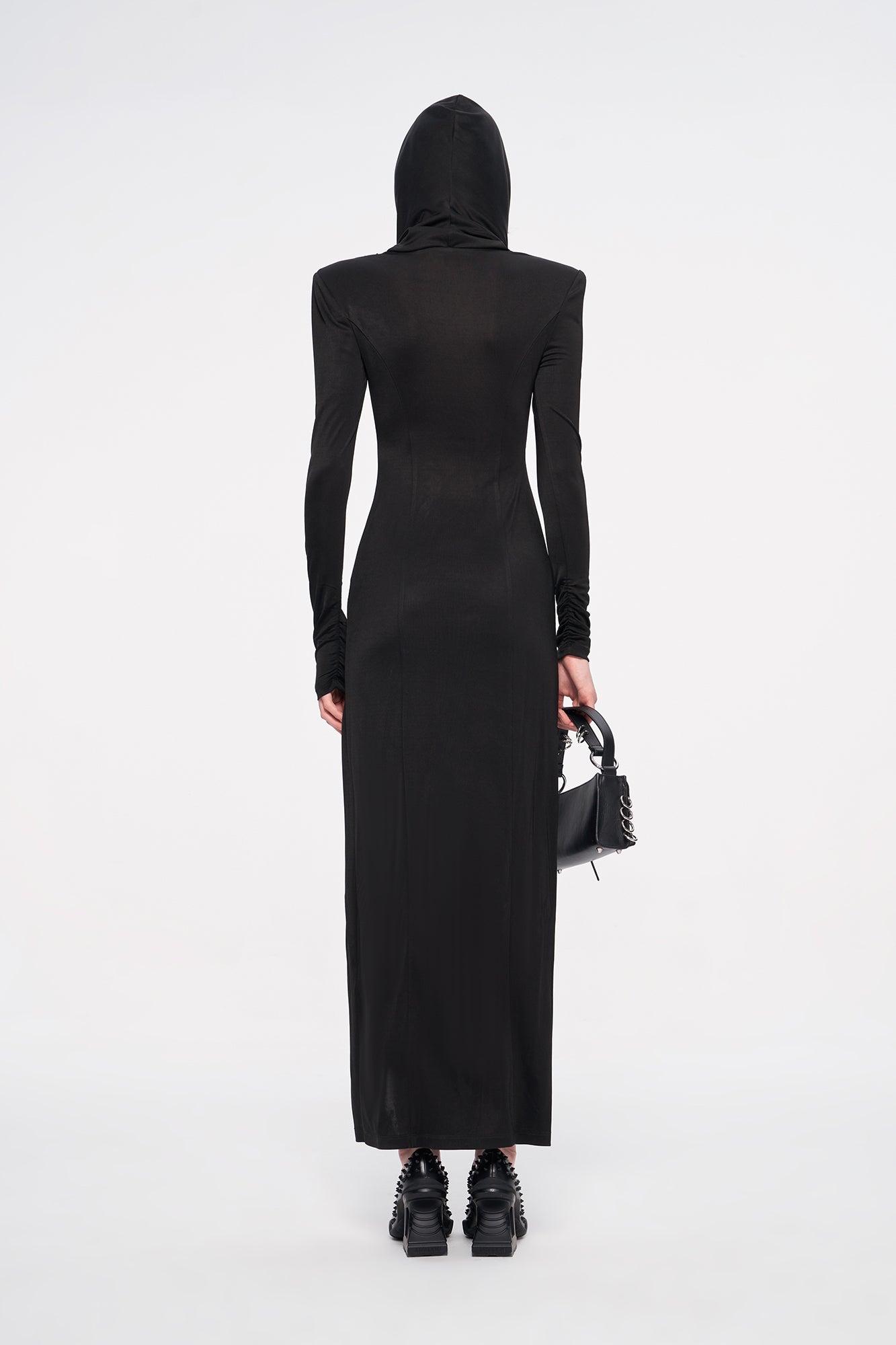 Acetic acid hood slit dress