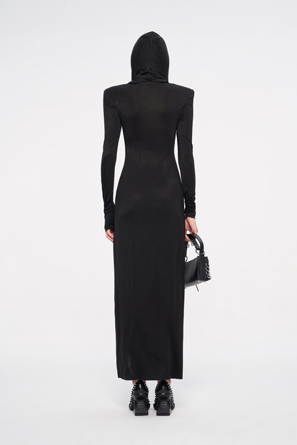 Acetic acid hood slit dress