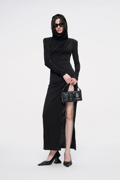 Acetic acid hood slit dress