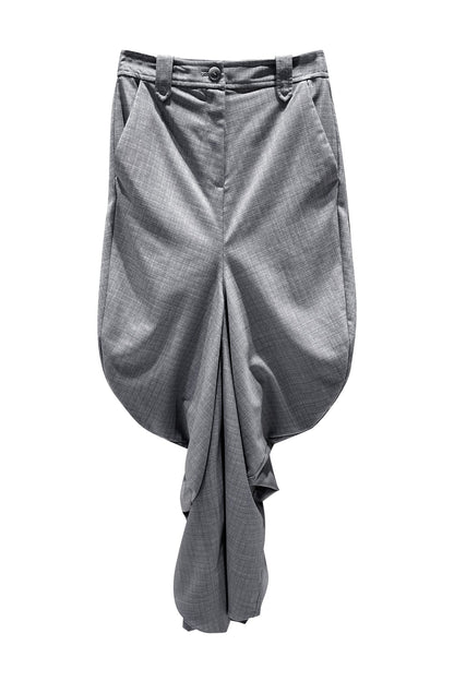 Wool draped long skirt