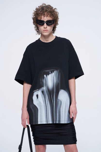 Abstract portrait printed T-shirt