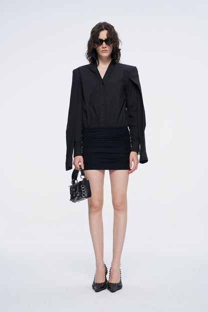 Double-sleeve jacquard pieced dress