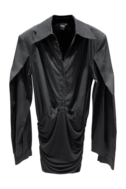 Double-sleeve jacquard pieced dress