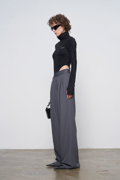 Logo woven straight leg pants