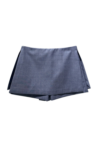 Wool side slit micro skirt pants