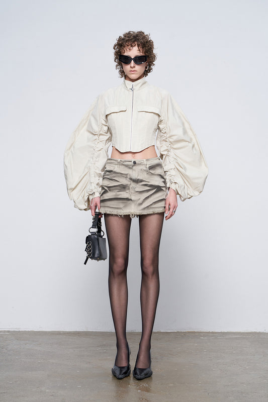 Futuristic fishbone pleated jacket