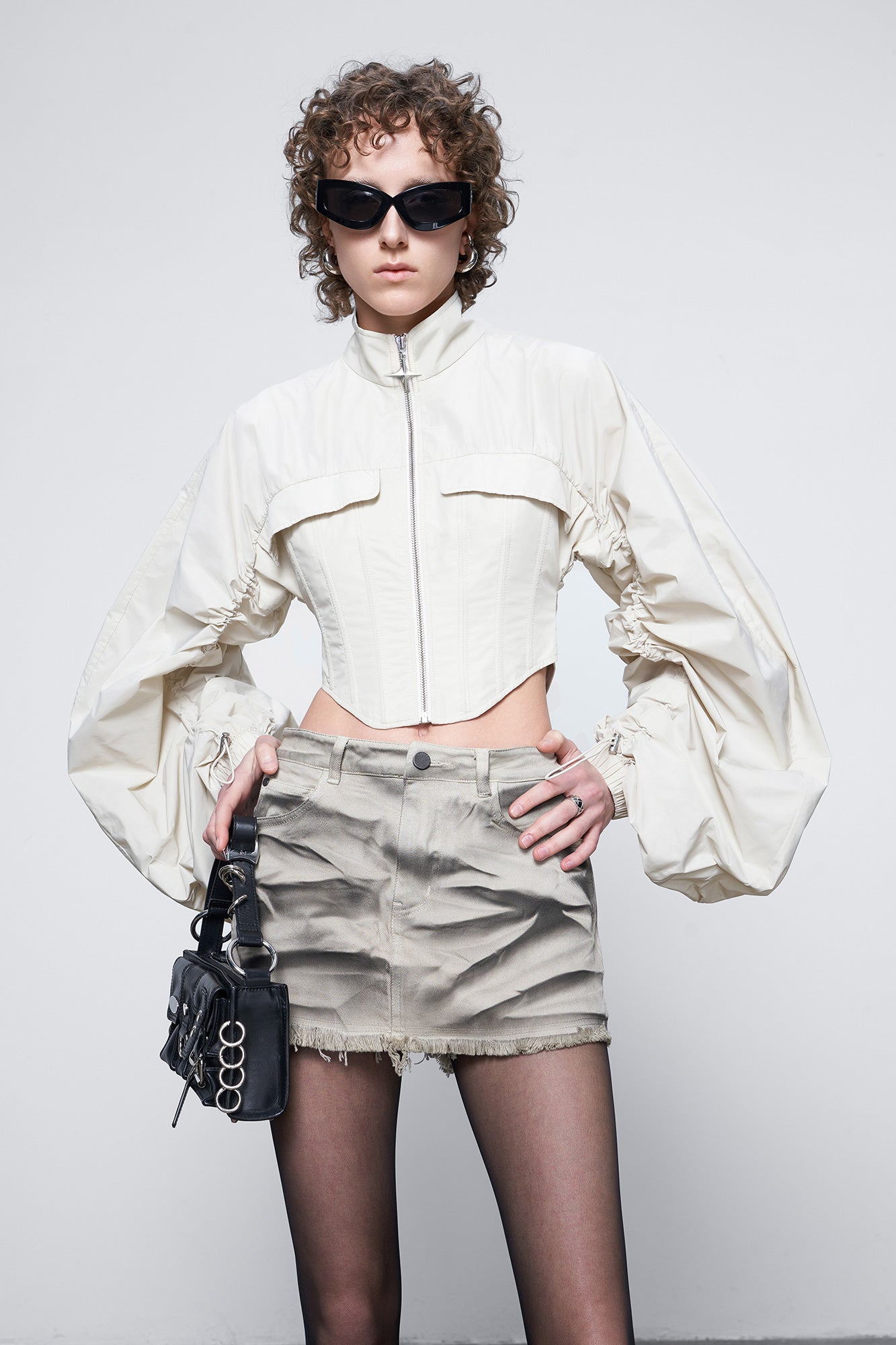 Futuristic fishbone pleated jacket