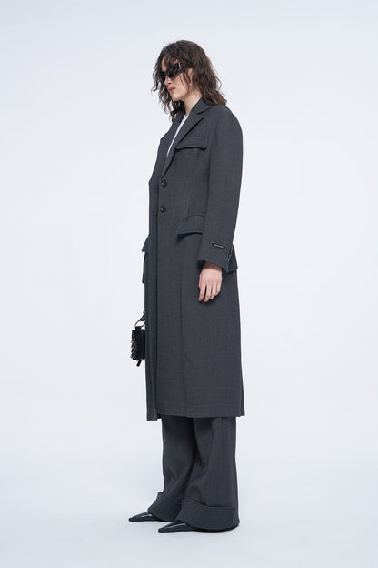 The waist Long suit collar coat