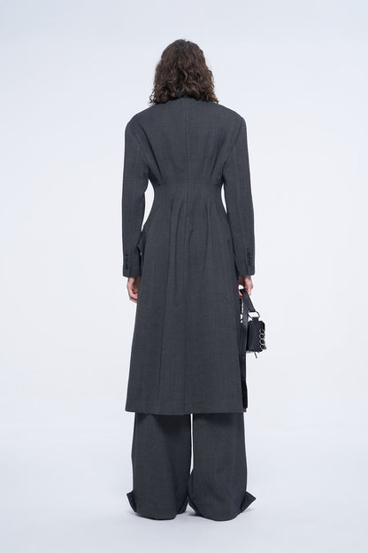 The waist Long suit collar coat