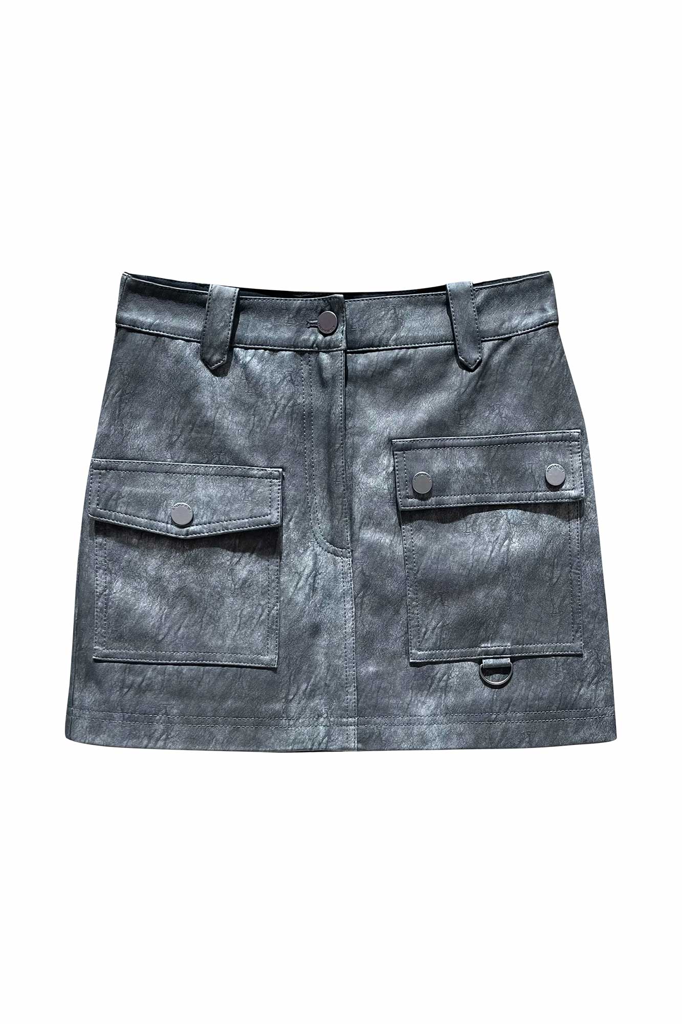 Irregular pocket leather skirt