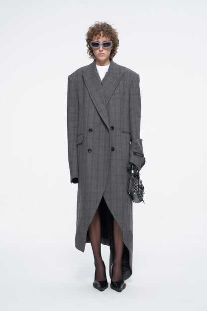 Wool asymmetrical hem loose coat