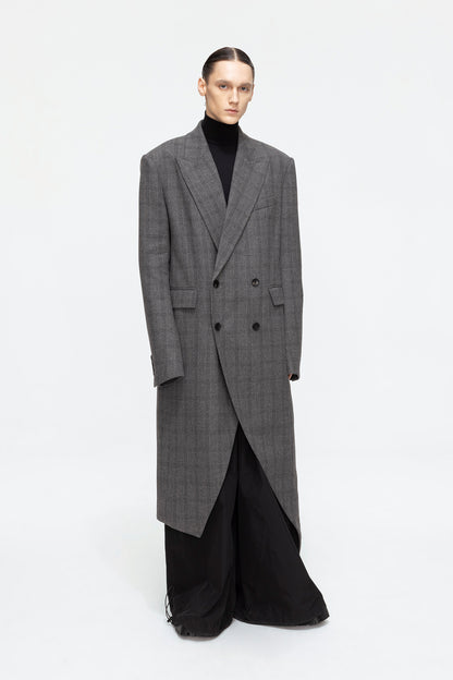 Wool asymmetrical hem loose coat