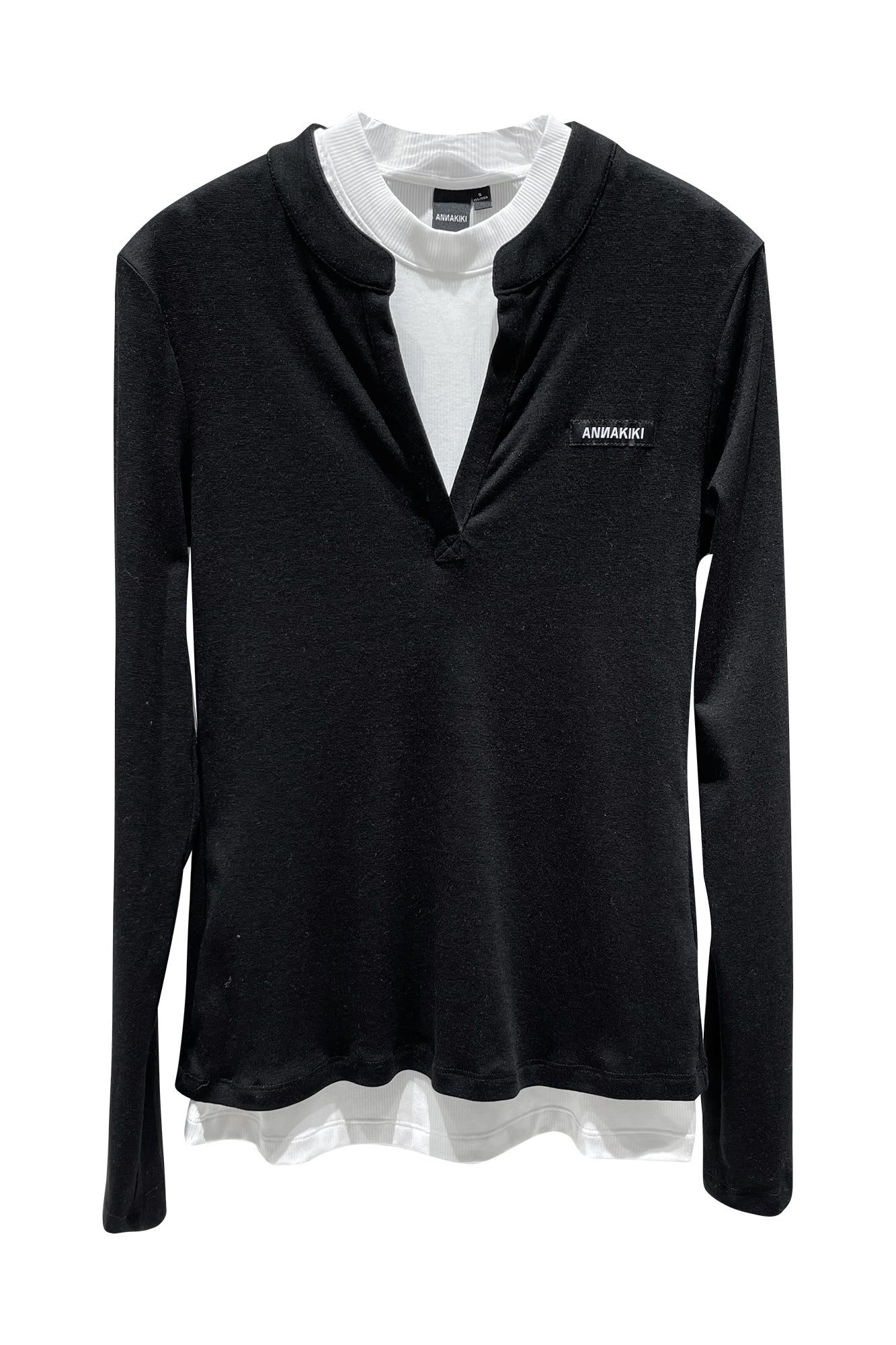 V-neck loose long-sleeved T-shirt