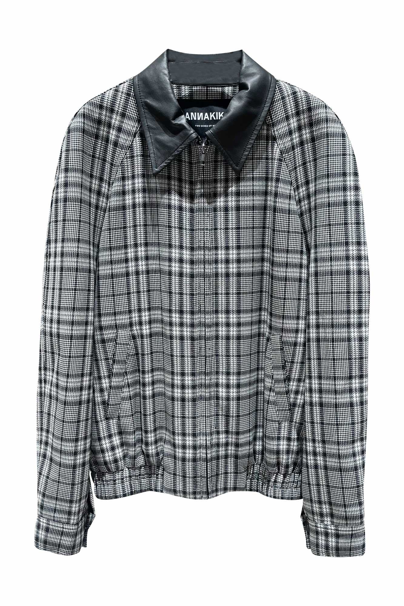 Wool black and white plaid jacket coat