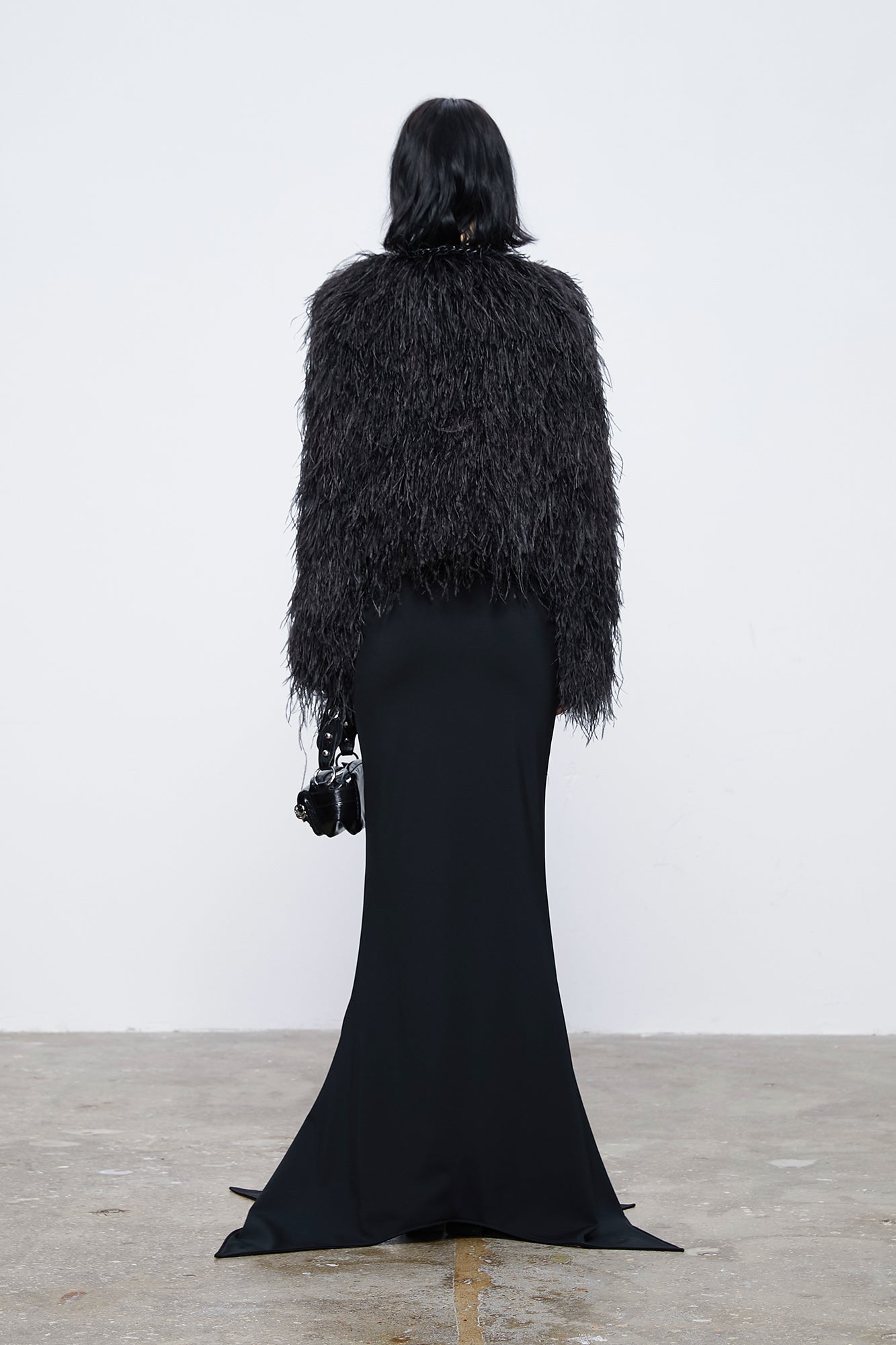 Layered ostrich fur coat