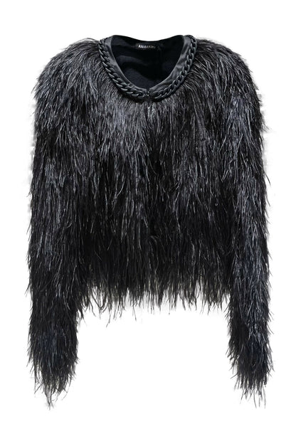 Layered ostrich fur coat