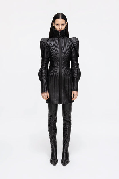 Wave sleeved three-dimensional jacket dress