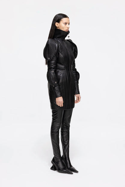 Wave sleeved three-dimensional jacket dress