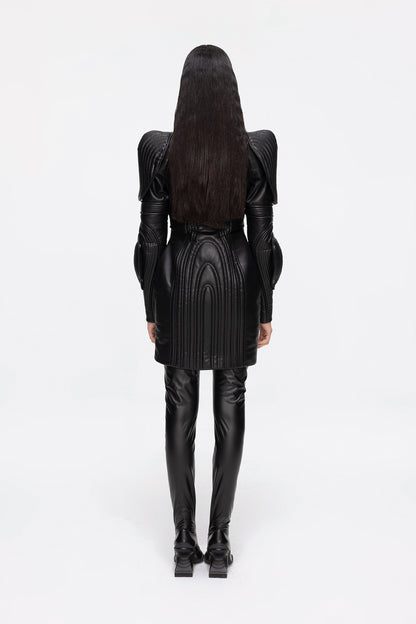 Wave sleeved three-dimensional jacket dress